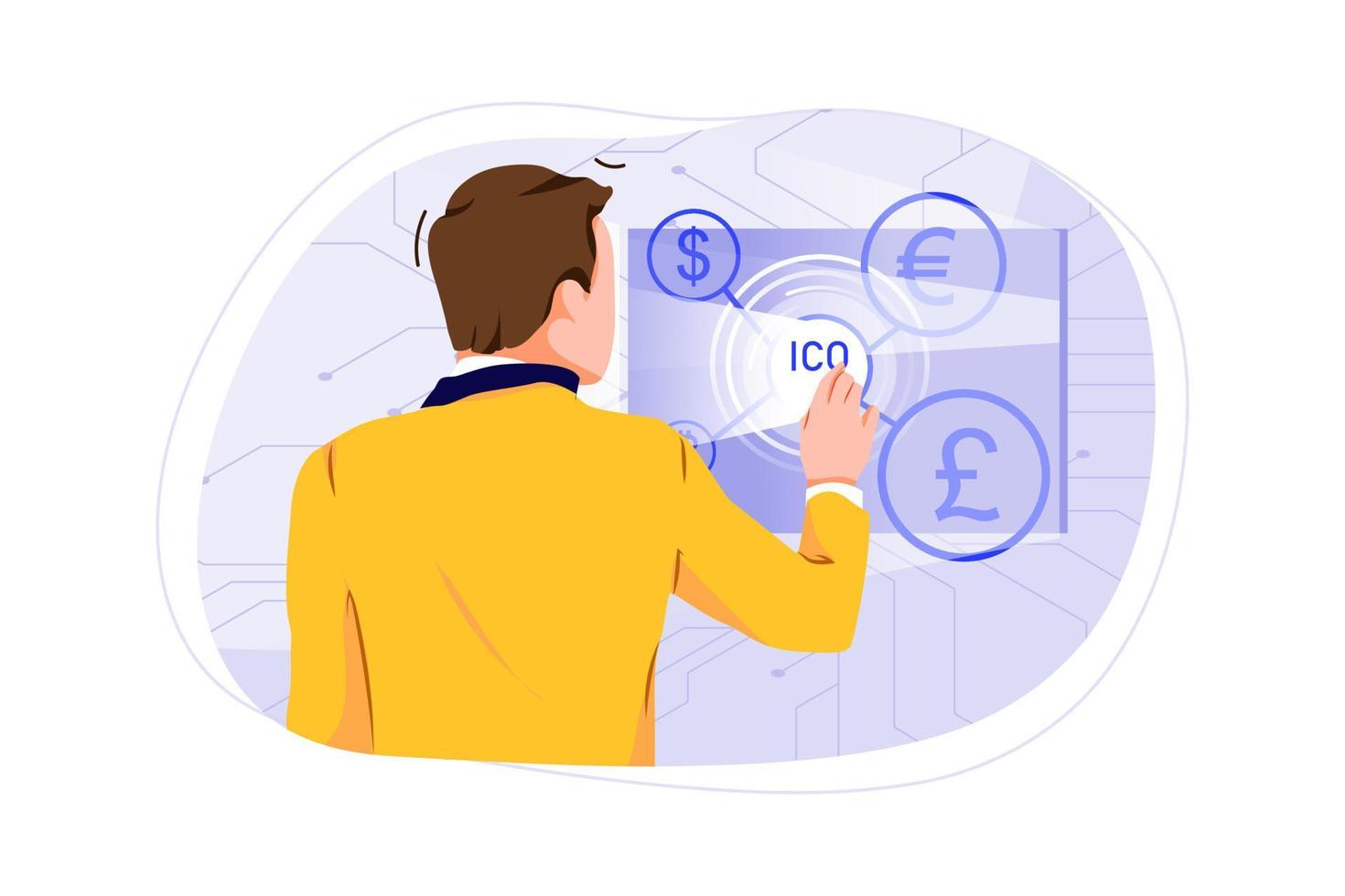 ico cryptocurrency illustratie concept vector