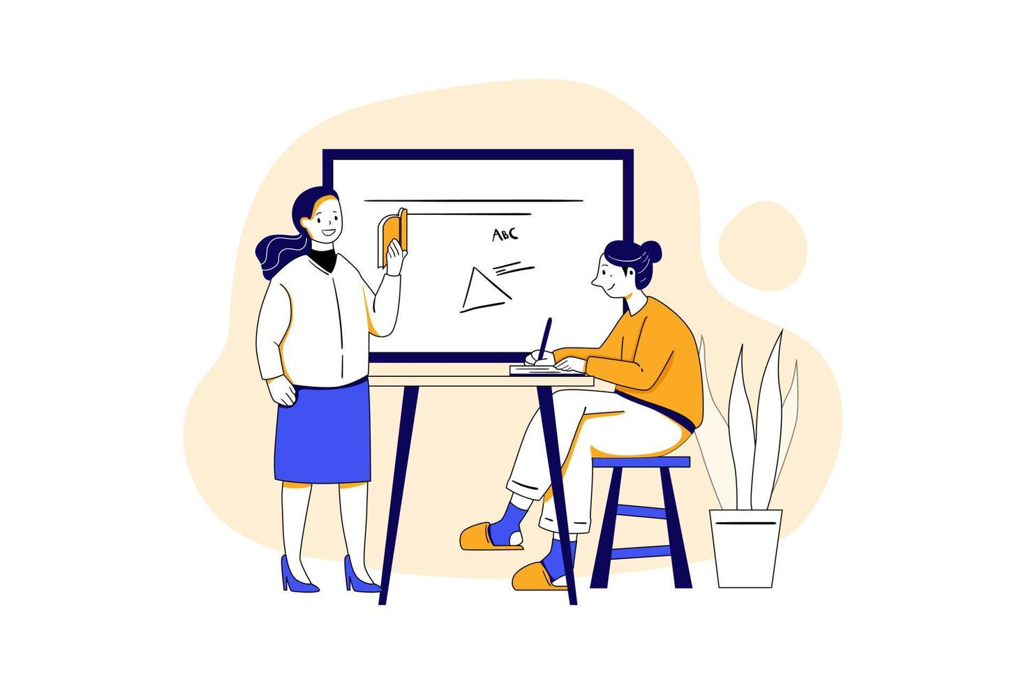 online onderwijs illustratie concept. vlakke afbeelding geïsoleerd op een witte achtergrond vector