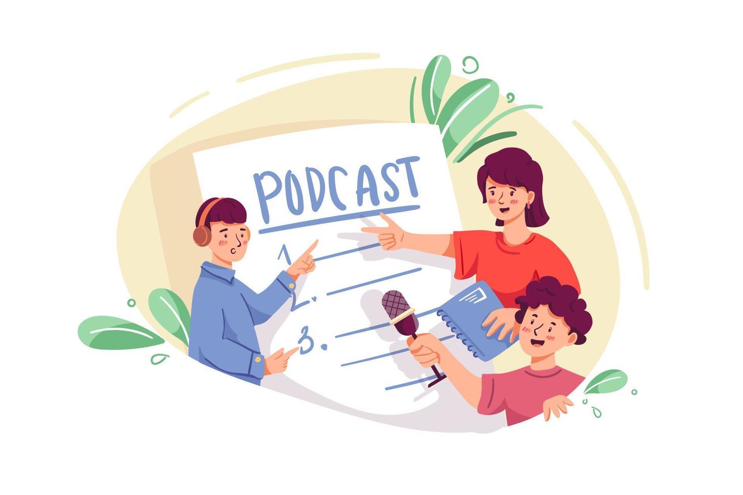 podcast illustratie concept. vlakke afbeelding geïsoleerd op een witte achtergrond vector