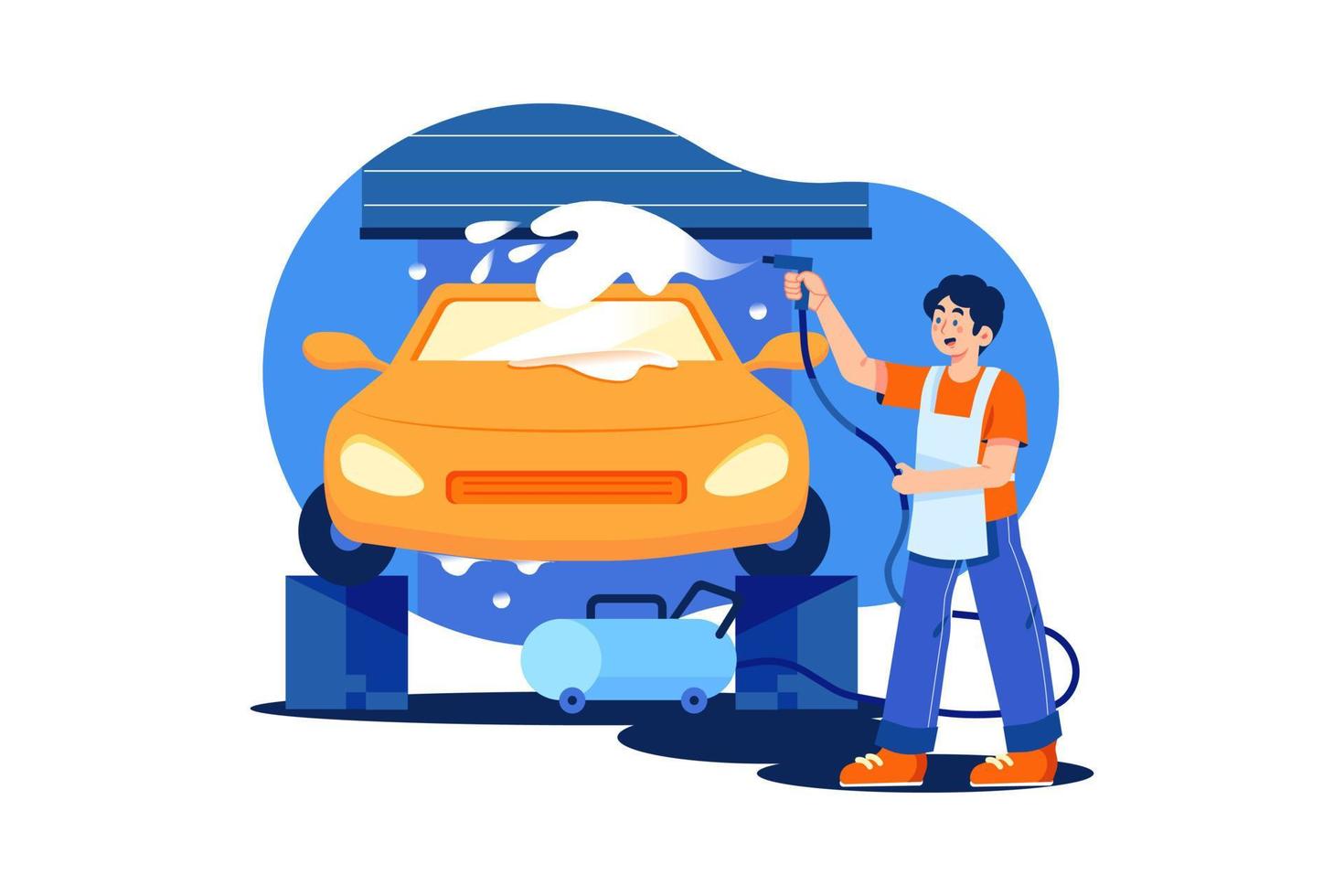 auto wassen dienst illustratie concept. vlakke afbeelding geïsoleerd op een witte achtergrond vector