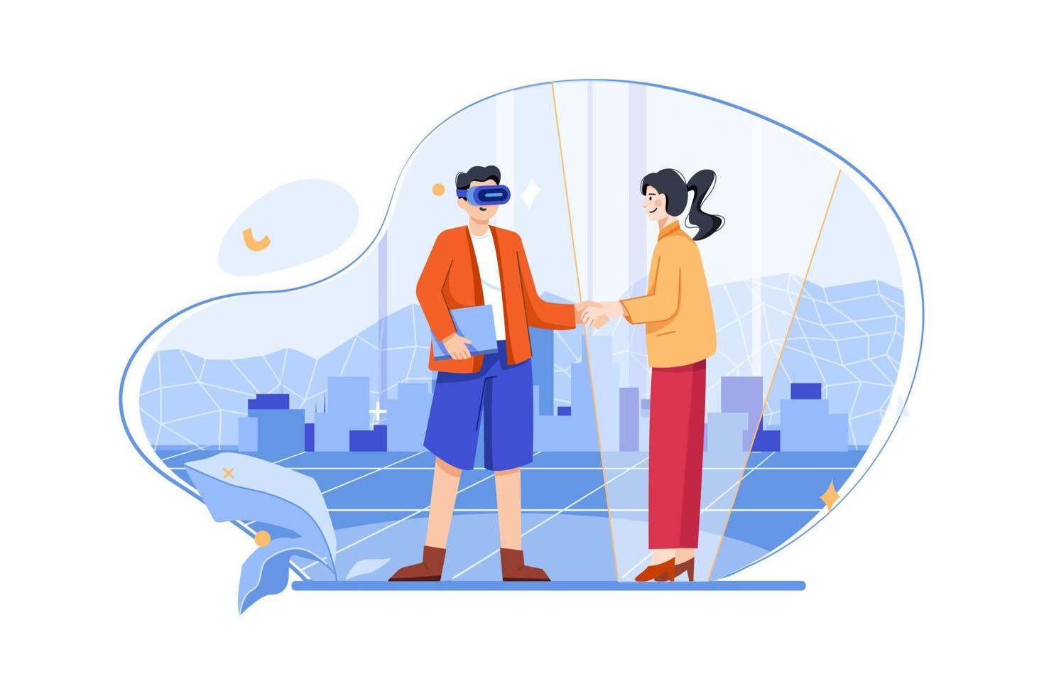 virtual reality illustratie concept. vlakke afbeelding geïsoleerd op een witte achtergrond vector