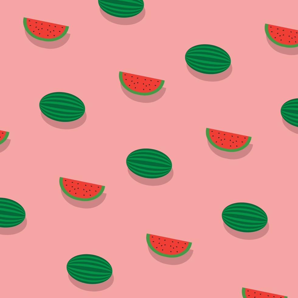 vers fruitpatroon met watermeloenplakken op roze achtergrond vector