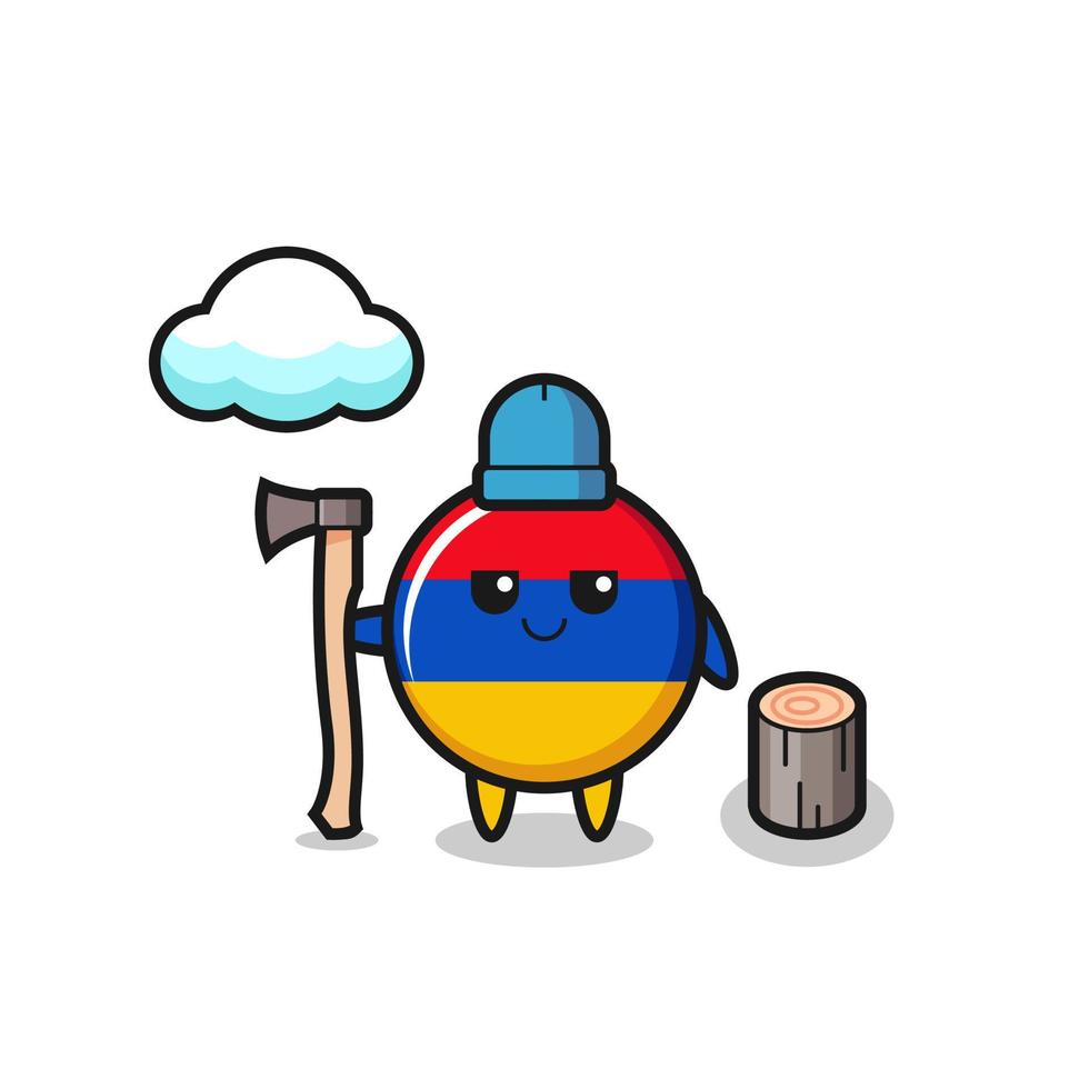 karakter cartoon van de vlag van Armenië als een houthakker vector