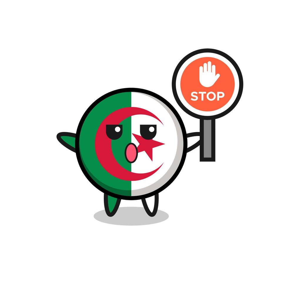 algerije vlag karakter illustratie met een stopbord vector