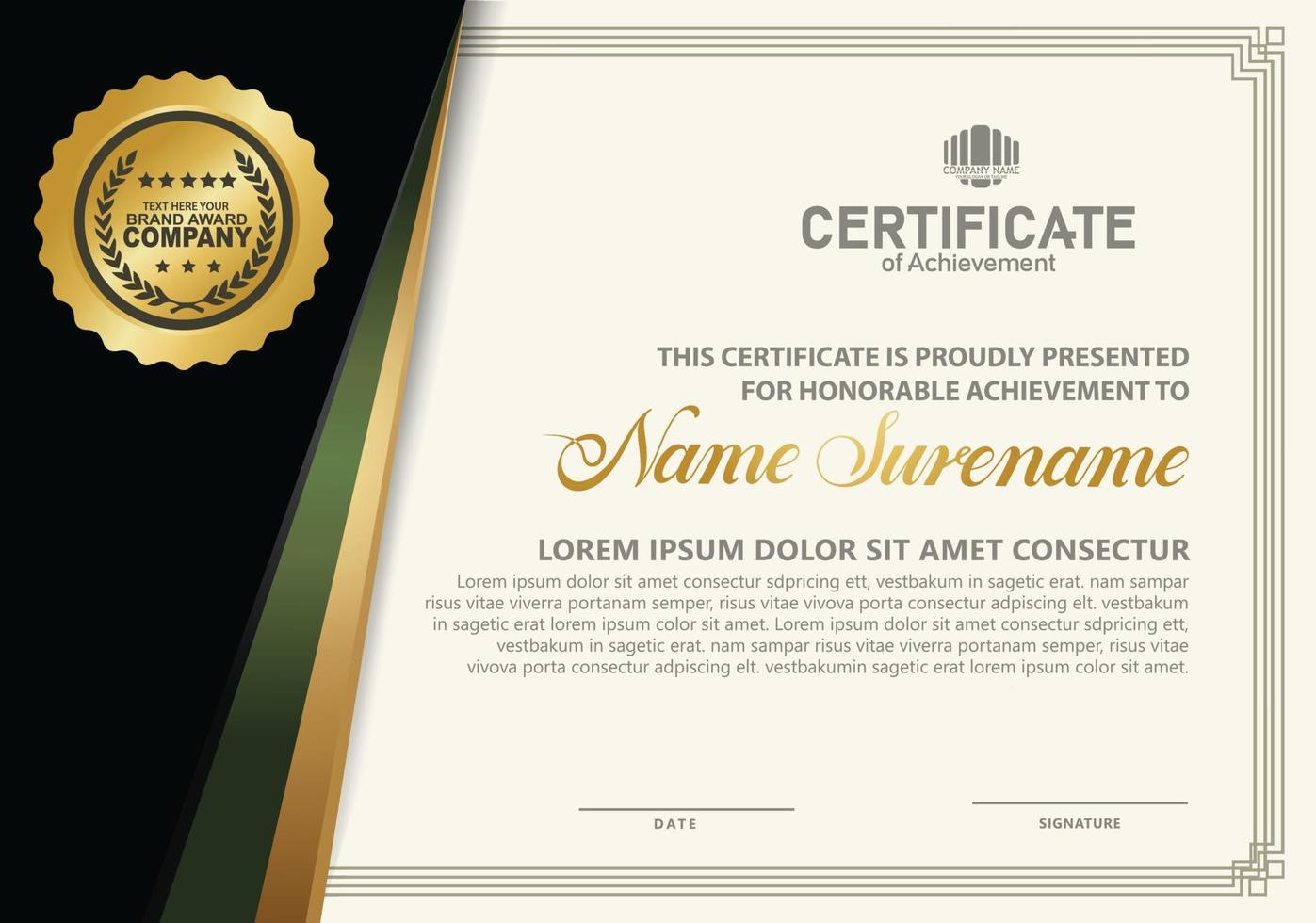 luxe moderne certificaatsjabloon met textuur patroon achtergrond. vector