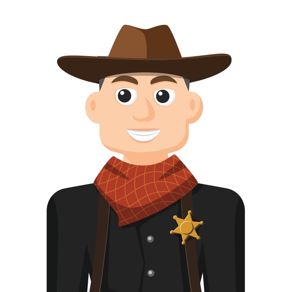 cowboy in eenvoudige platte vector, persoonlijk profielpictogram of symbool, mensen concept vectorillustratie. vector