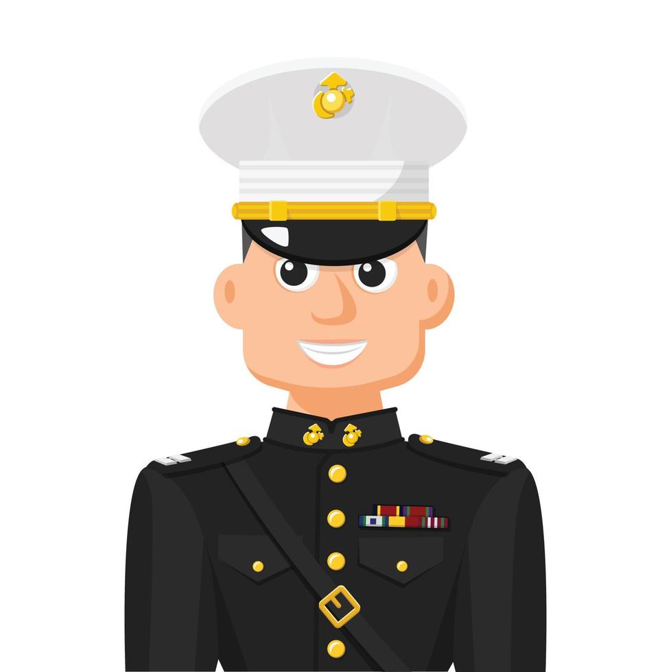 ons marineofficier in eenvoudige platte vector. persoonlijk profielpictogram of symbool. militaire mensen concept vectorillustratie. vector