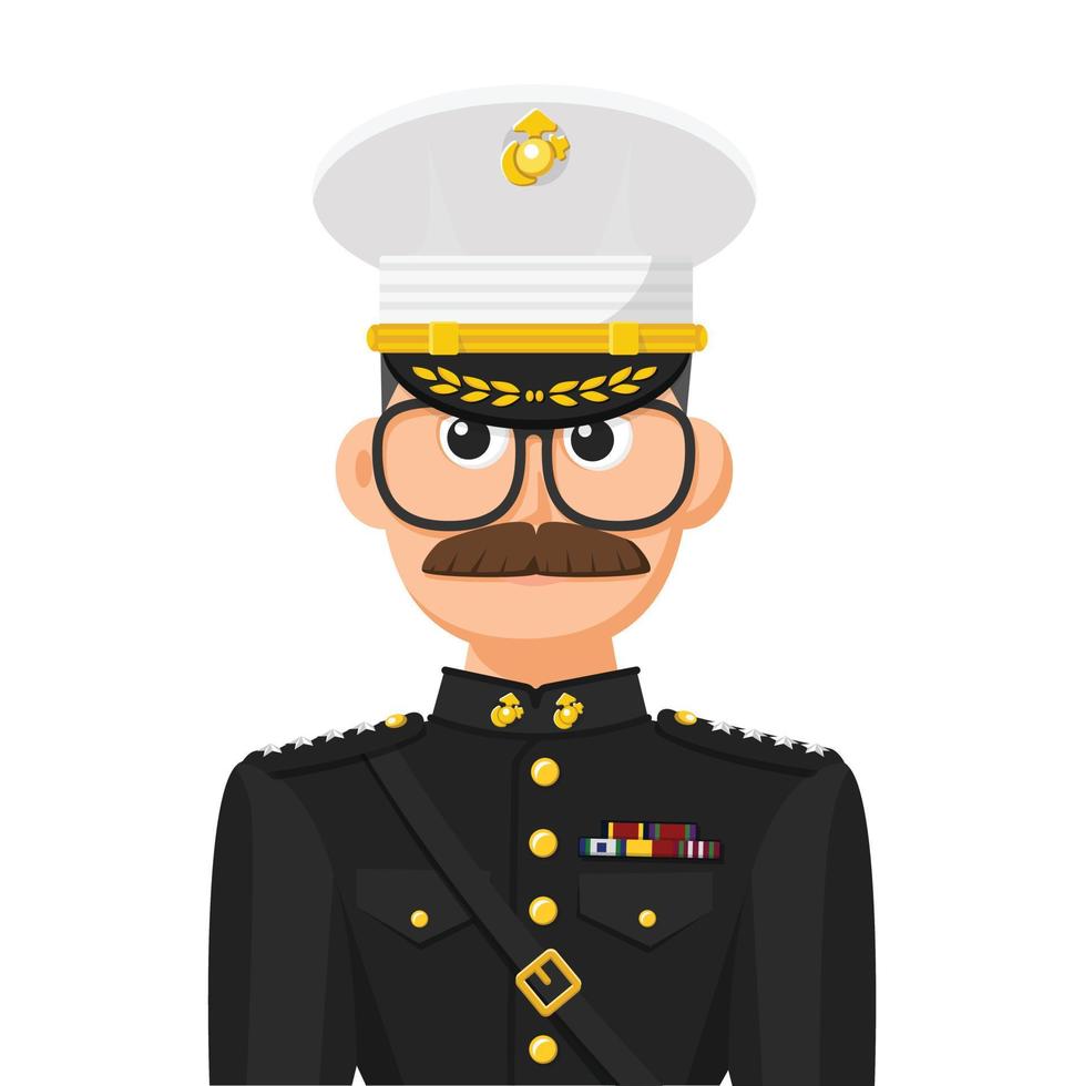 ons marine-commandant in eenvoudige platte vector. persoonlijk profielpictogram of symbool. militaire mensen concept vectorillustratie. vector