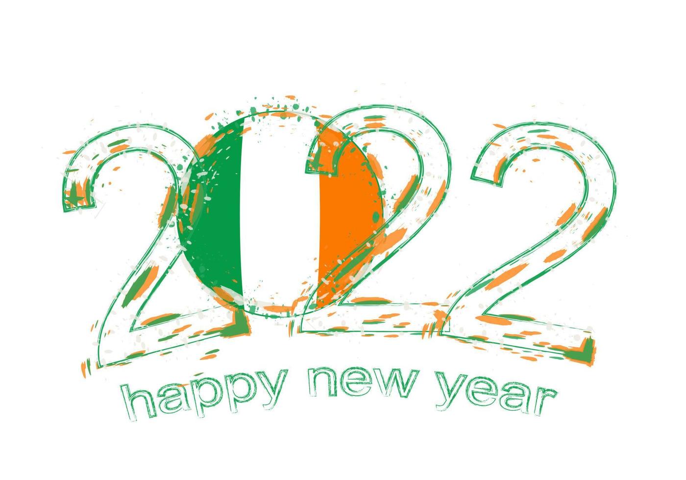 gelukkig nieuw 2022 jaar met vlag van ierland. vector