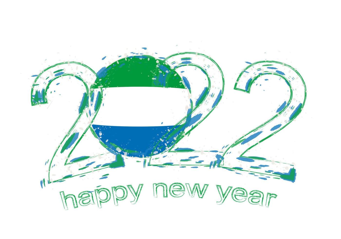 gelukkig nieuw 2022 jaar met vlag van sierra leone. vector