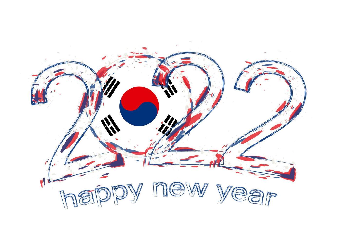 gelukkig nieuw 2022 jaar met vlag van zuid-korea. vector