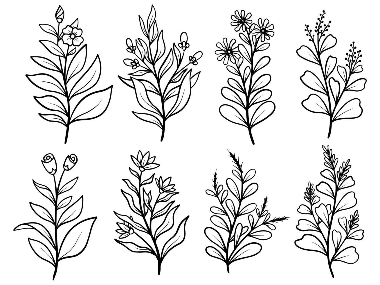hand getekende bloem schets lijn kunst illustratie vector