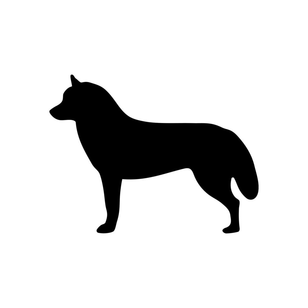 zwart silhouet van een hond op een witte achtergrond. vector afbeelding.