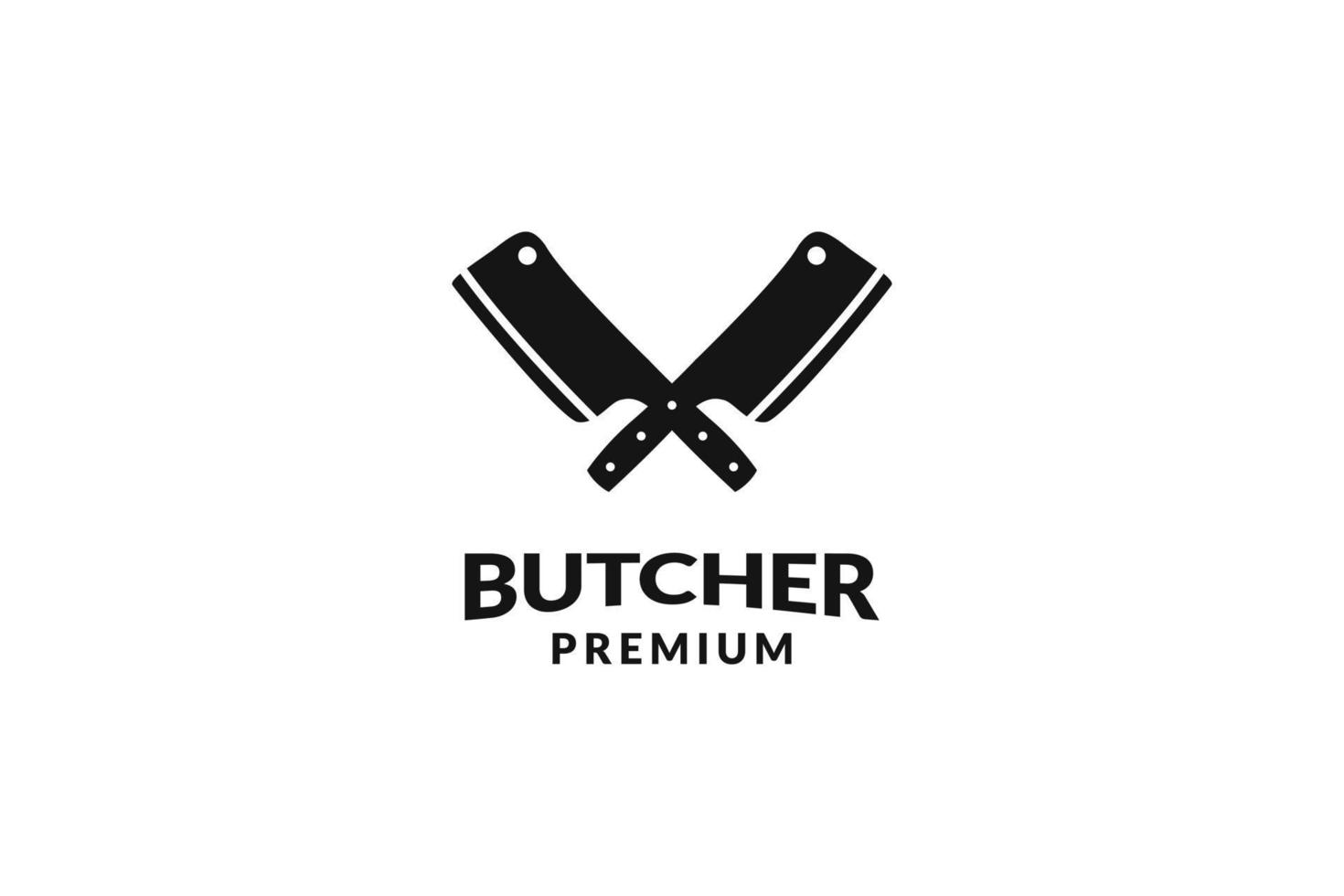 platte slagersmes logo ontwerp vector sjabloon illustratie