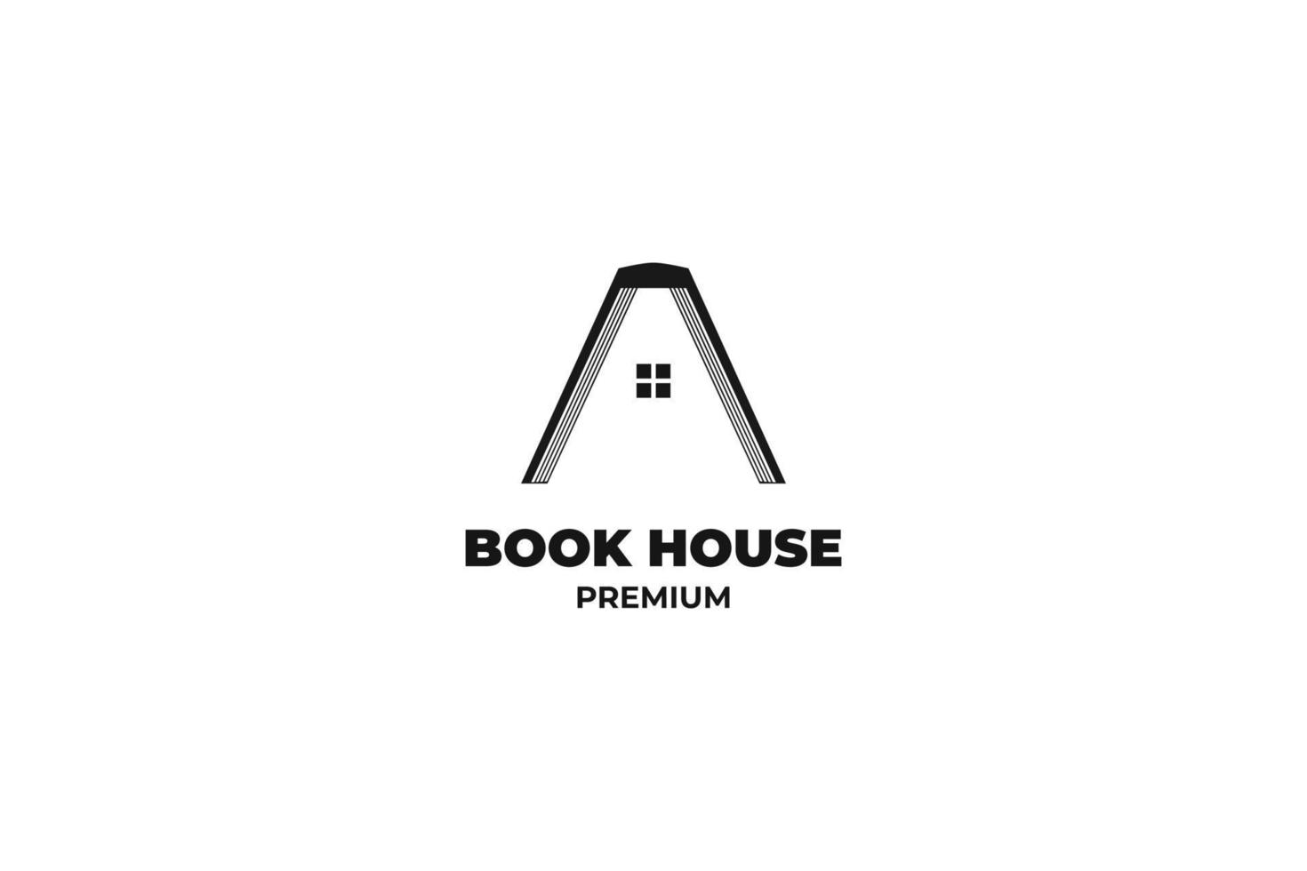 platte boek huis logo ontwerp vector sjabloon illustratie