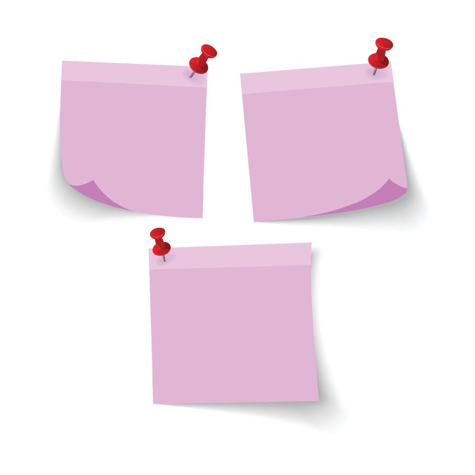 plak notitiepapier met roze kleur isoleren op een witte achtergrond, vectorillustratie vector