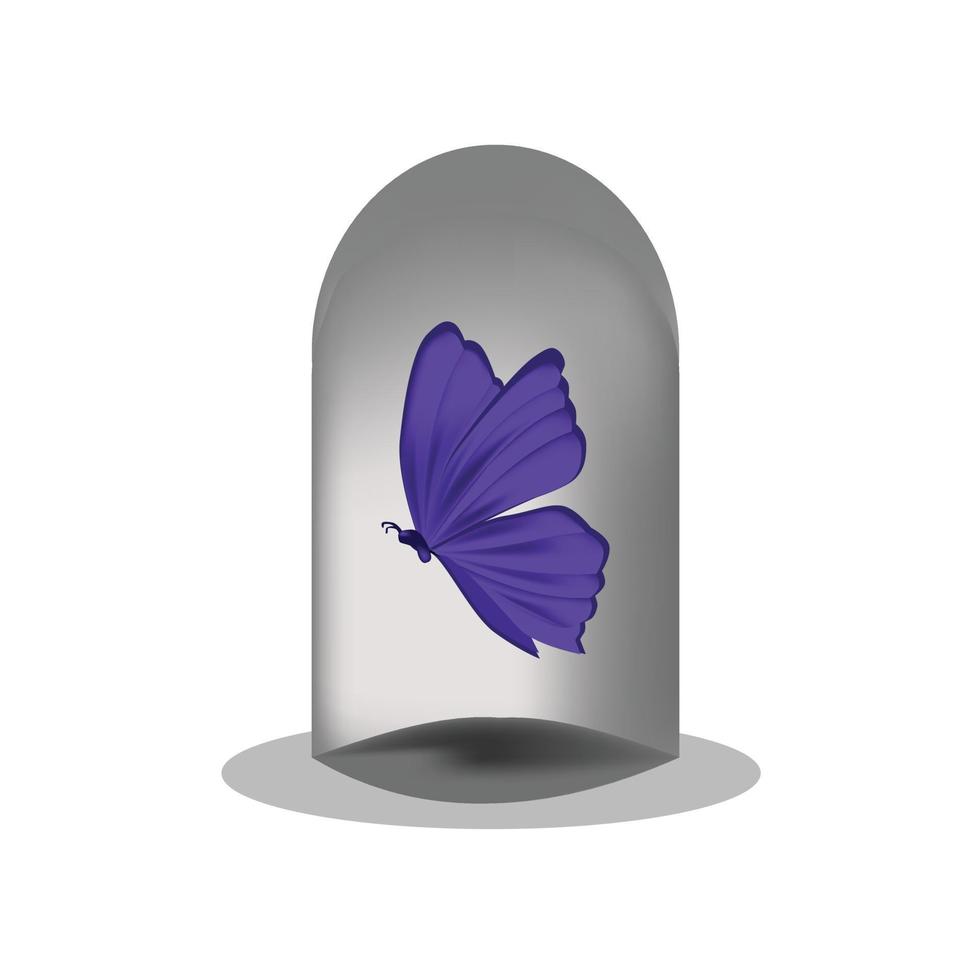 vector van een paarse vlinder in een buis geïsoleerd op een witte achtergrond.