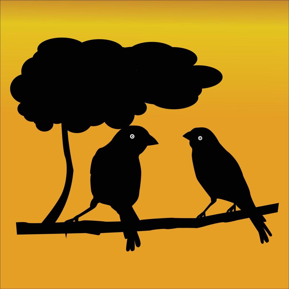 silhouetten van schattige vogels, schemering - prachtige afbeeldingen van vogelsilhouetten. vector