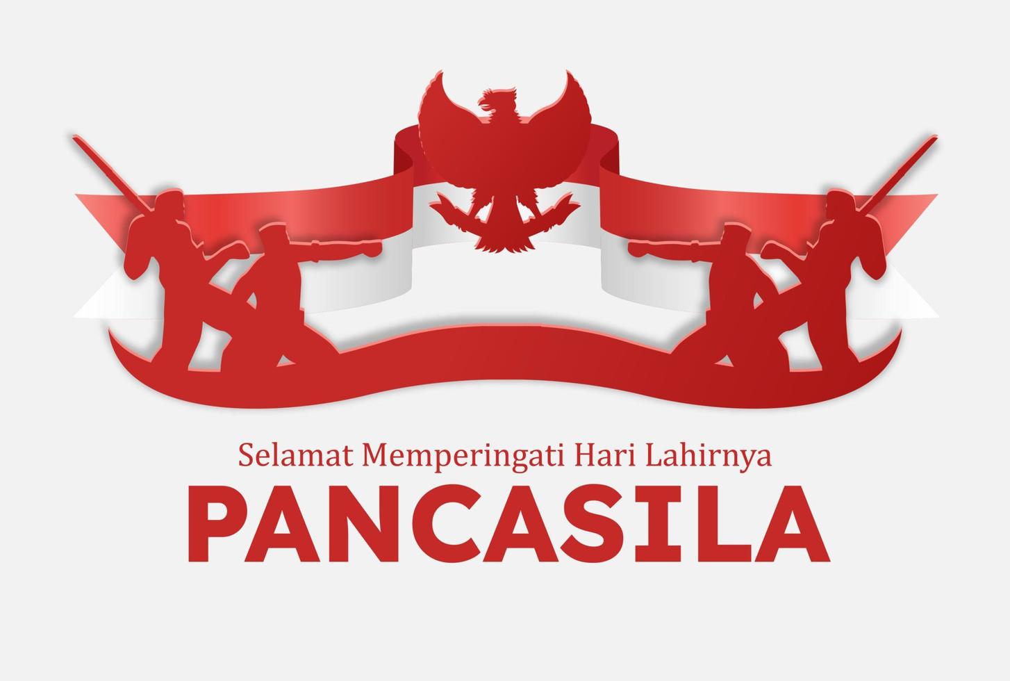 selamat hari pancasila betekent gelukkige pancasila-dag, het symbool van de republiek indonesië vector
