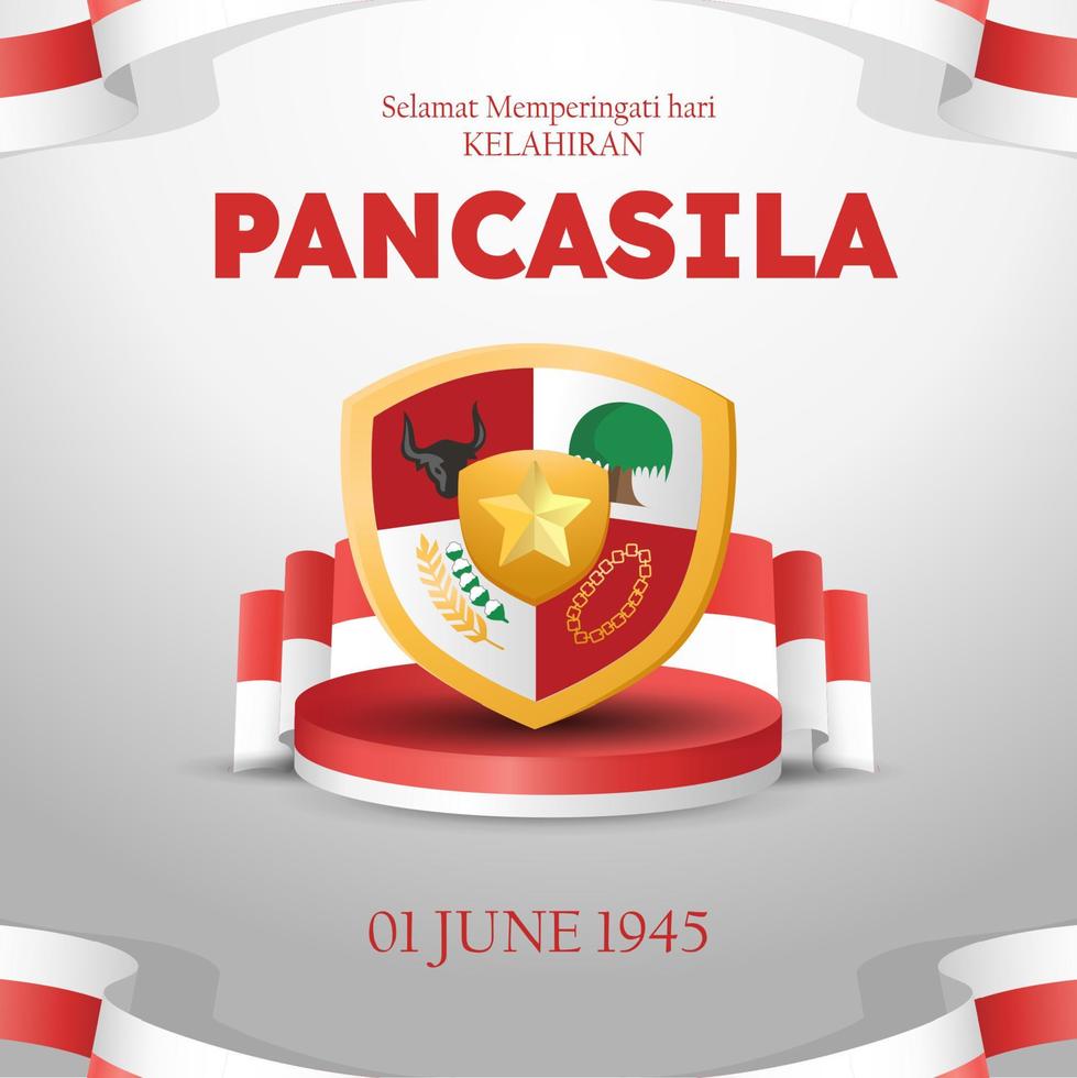 selamat hari pancasila betekent gelukkige pancasila-dag, het symbool van de republiek indonesië vector