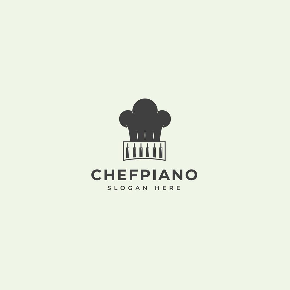 chef van piano logo ontwerpsjabloon vector