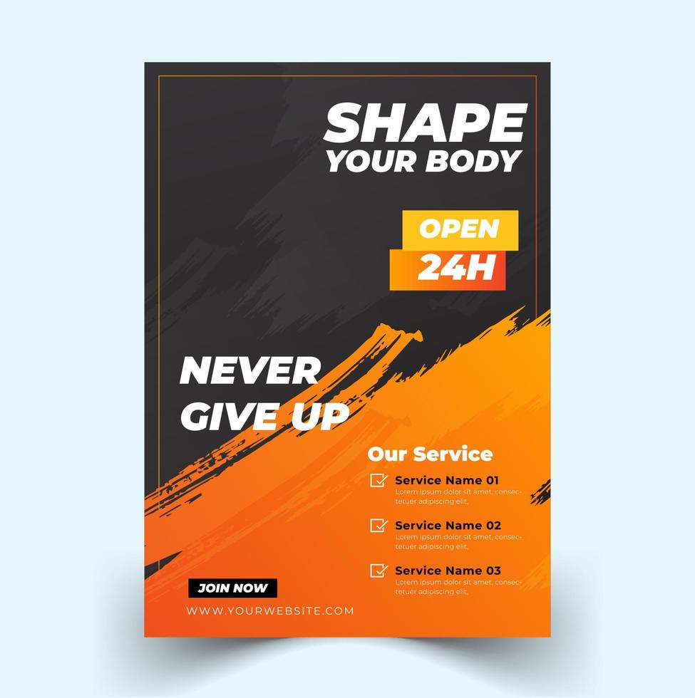 sportschool fitness poster folder sjabloon met grunge ontwerp concept premium vector