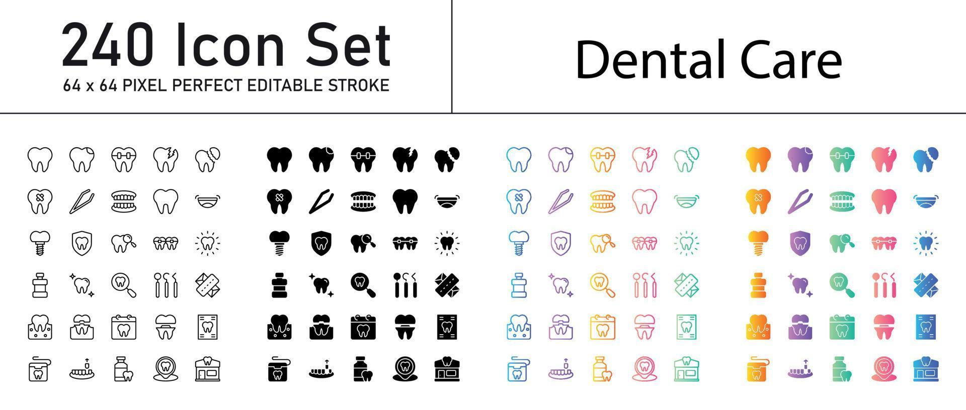 pictogrampakket voor tandheelkundige zorg vector