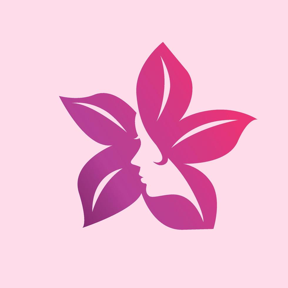 natuurlijke mooie silhouet vrouw kleur logo sjabloon vector