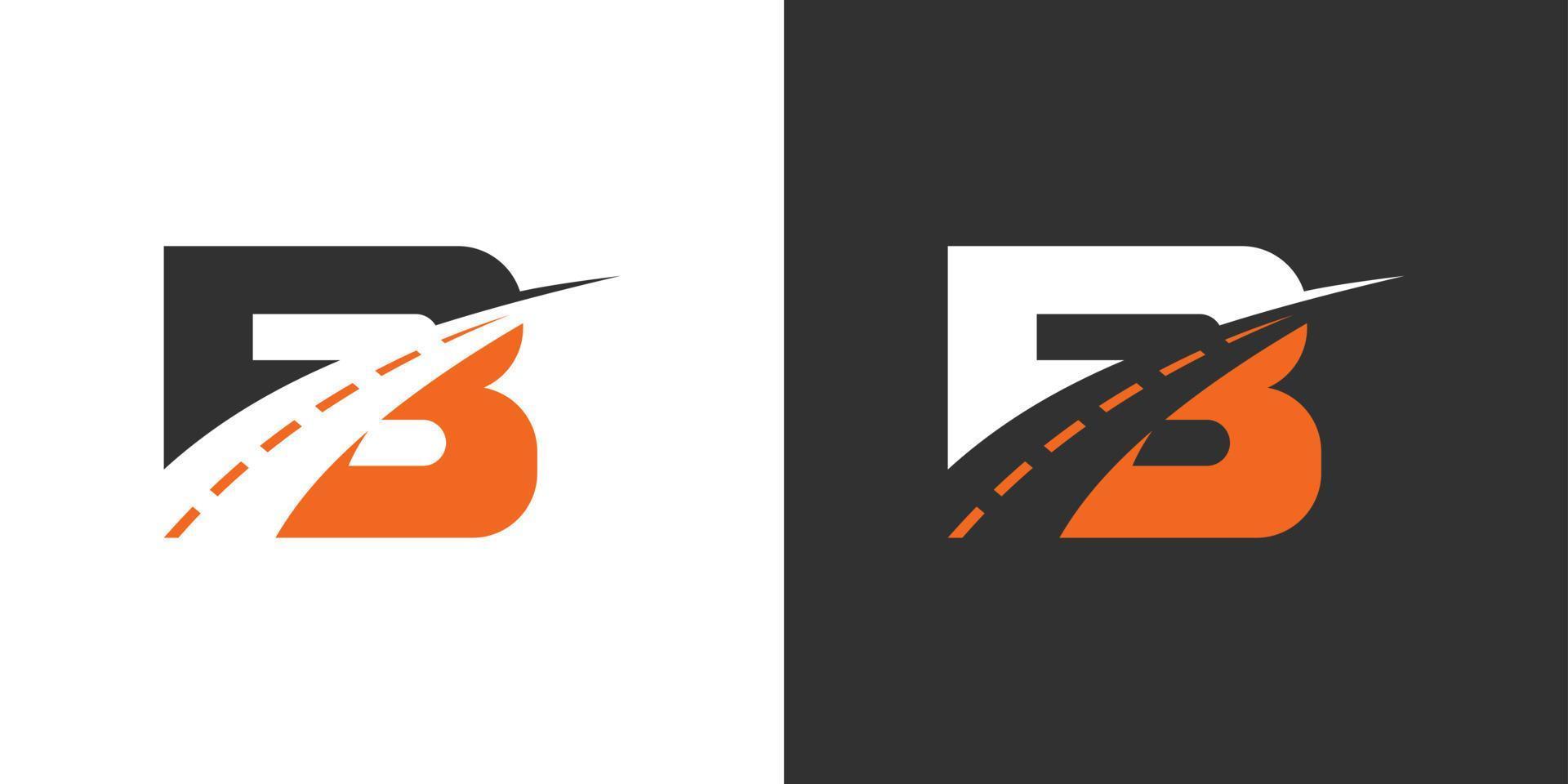 beginletter b met straat vector logo-ontwerp.