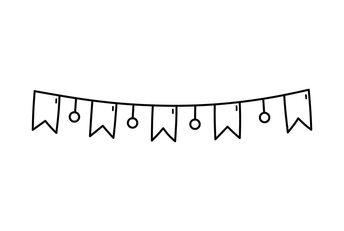 leuke feestelijke bunting voor een feestje geïsoleerd op een witte achtergrond. vector handgetekende illustratie in doodle stijl. perfect voor vakantieontwerpen, kaarten, decoraties, logo.