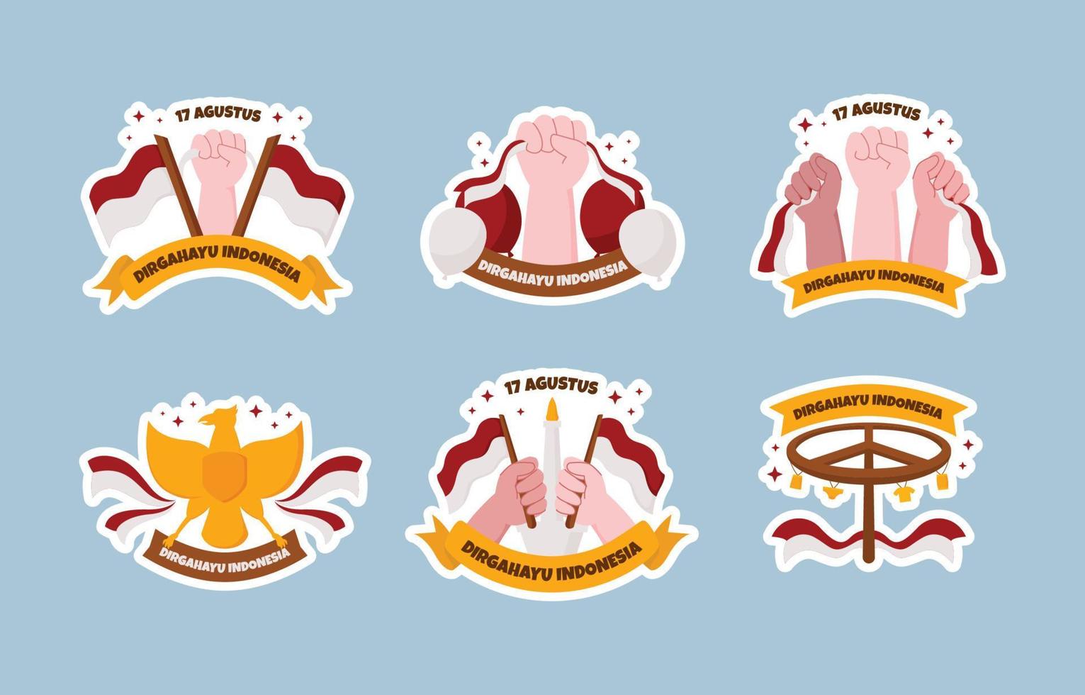 onafhankelijkheidsdag stickerpakket indonesië vector