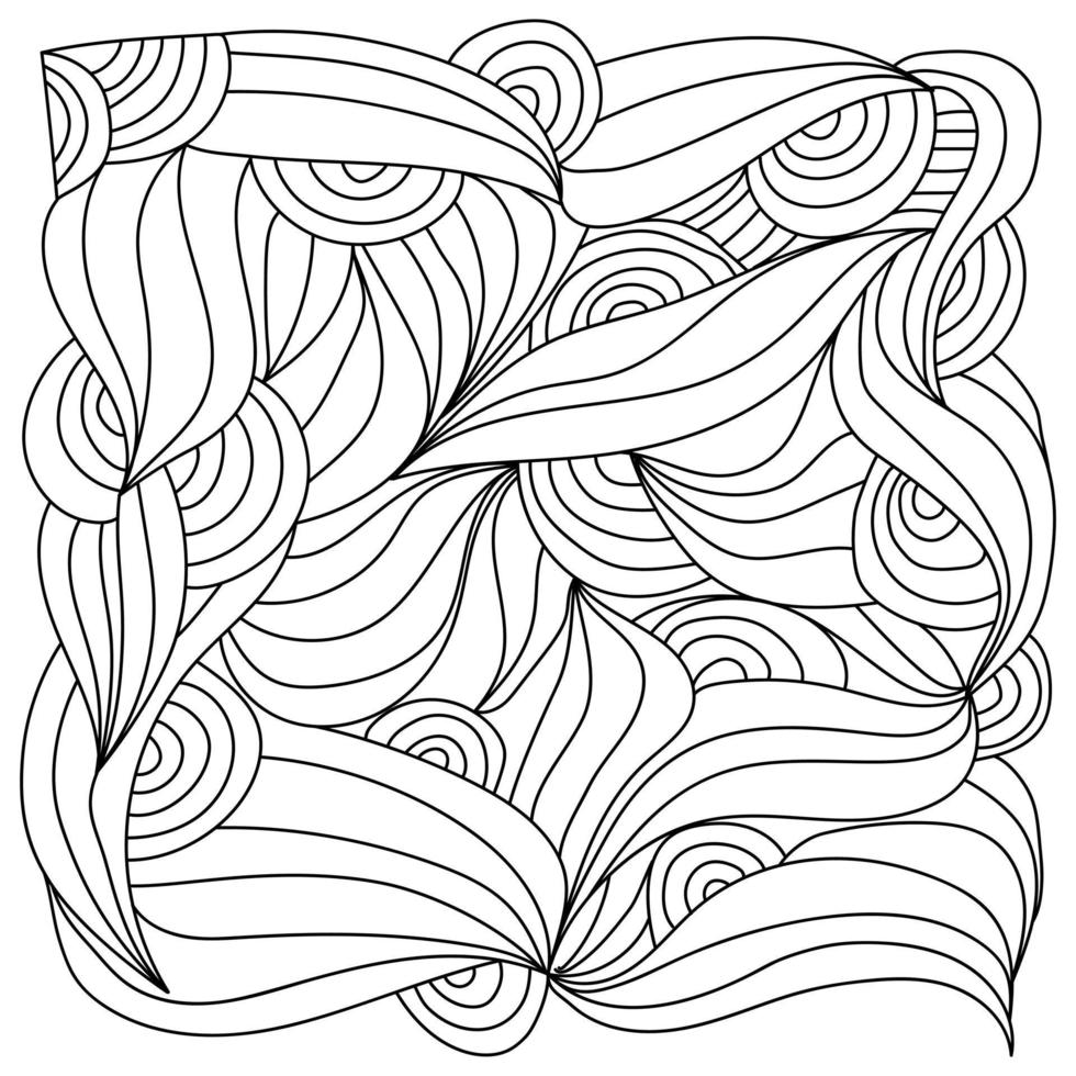 fantasie contour golvende patronen, doodle krullen kleurplaat vector