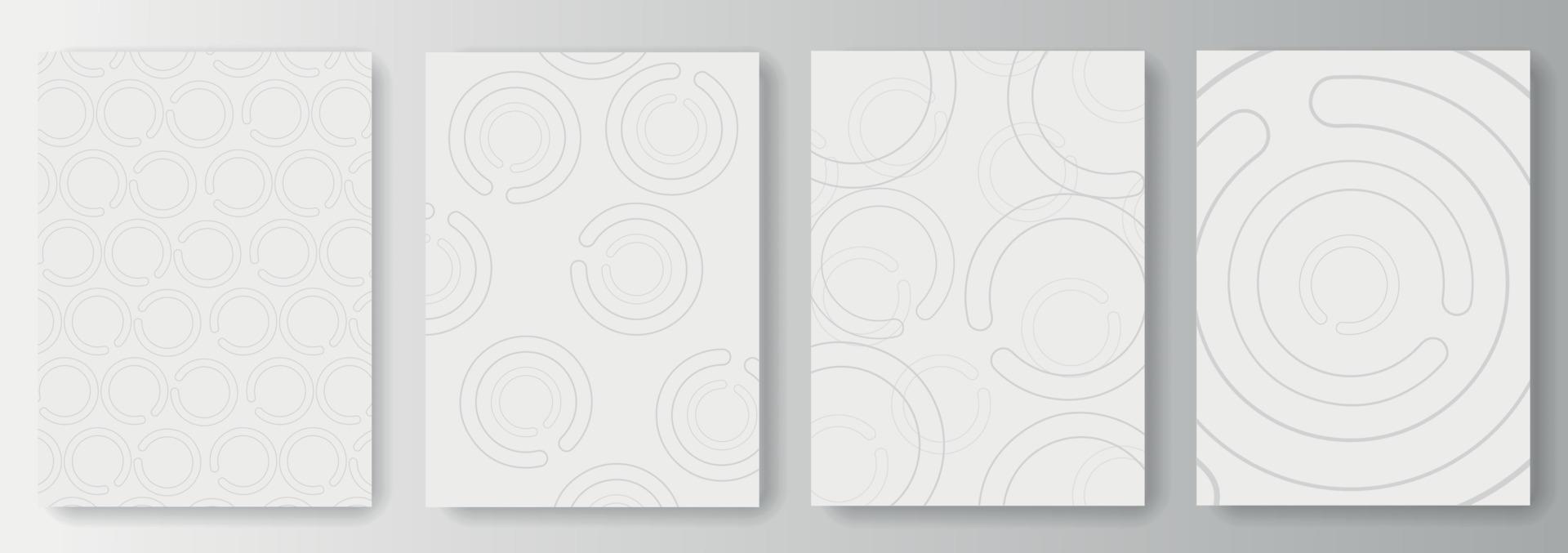 verzameling witte achtergronden met abstracte grijze cirkels vector