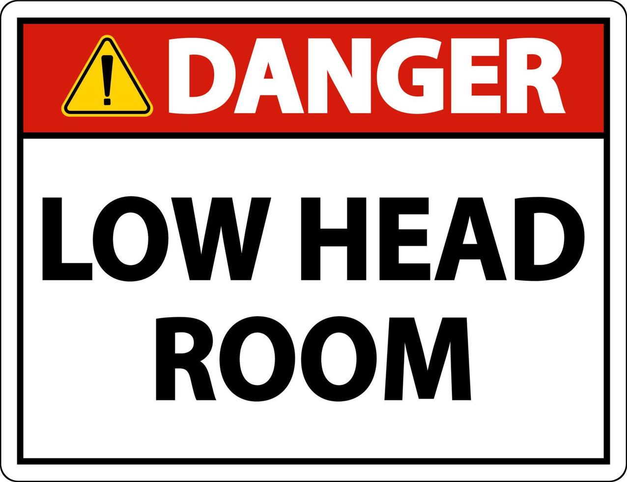 gevaar laag hoofd kamer teken op witte achtergrond vector