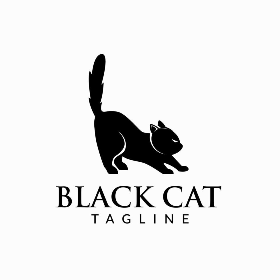 zwarte kat logo ontwerpsjabloon vector