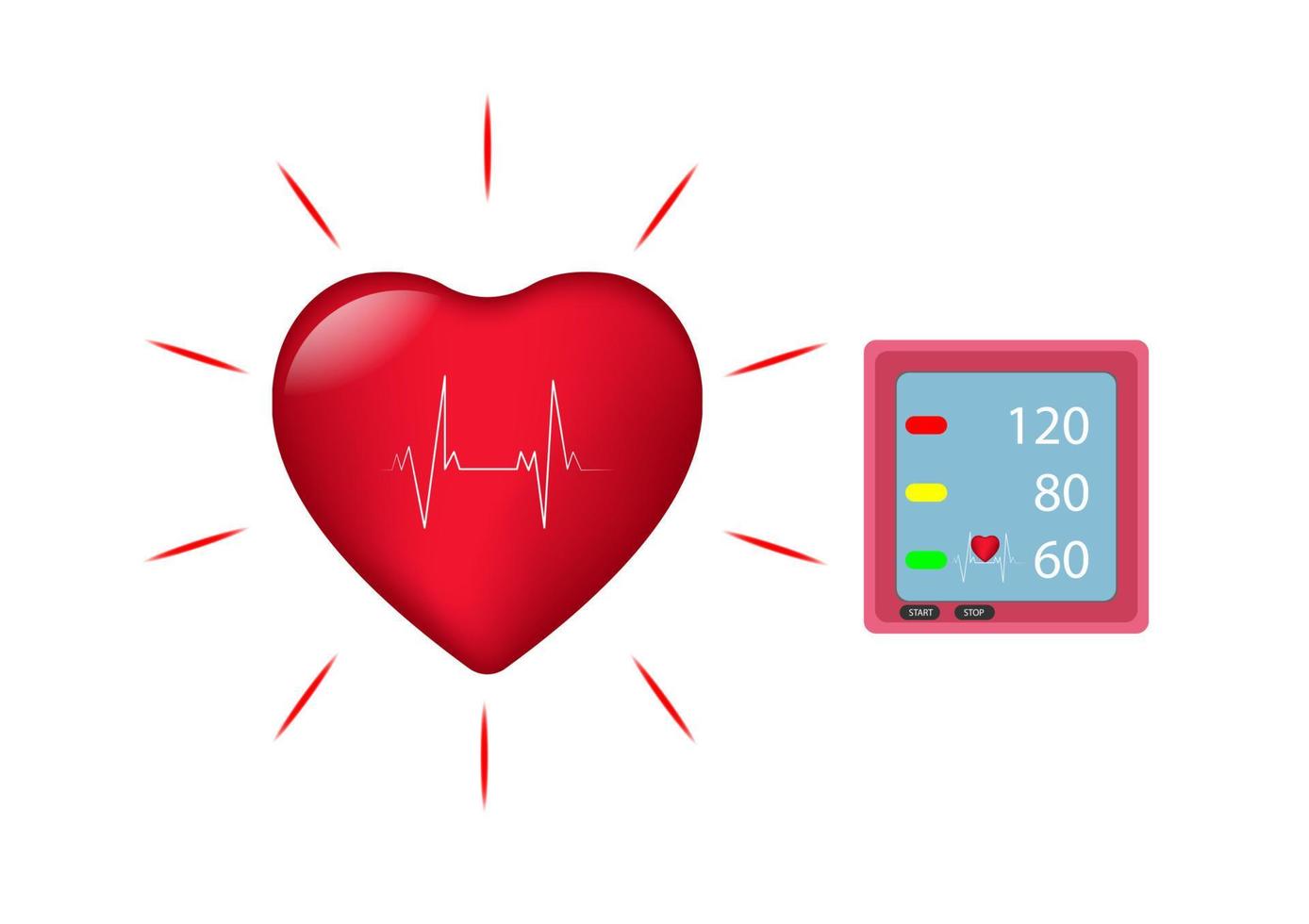 digitale medische apparatuur voor het meten van druk, diagnose van hypertensie, hart, vectorillustraties concept gezondheid vector
