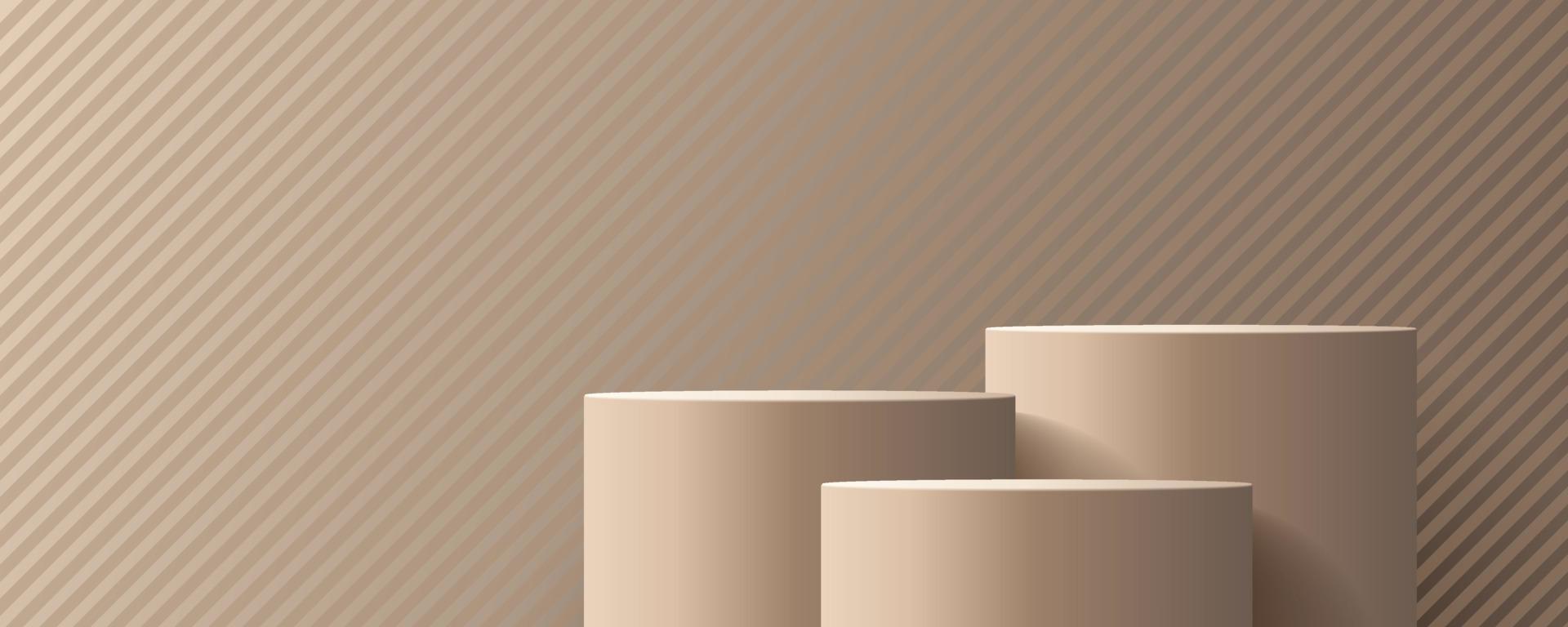 productpodiummodel met abstracte achtergrond op beige en witte achtergrond, vector 3d illustratie