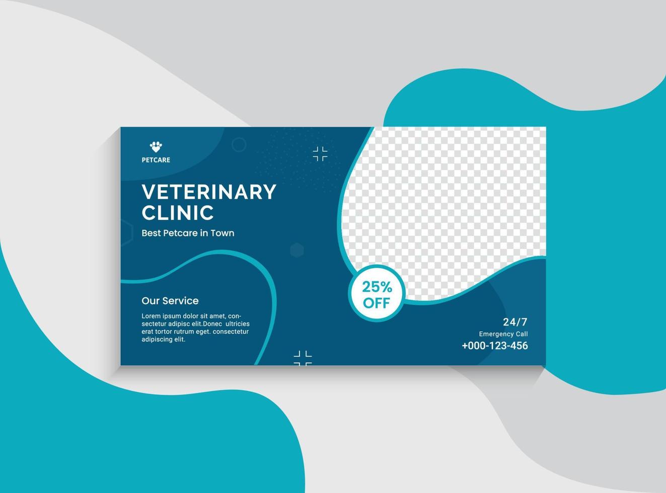 videominiatuur voor veterinaire kliniek en webbannersjabloon. promotiebannerontwerp voor live zakelijke workshop. videocover voor de dokter. dierenkliniek sociale media huisdier service vector lay-out.