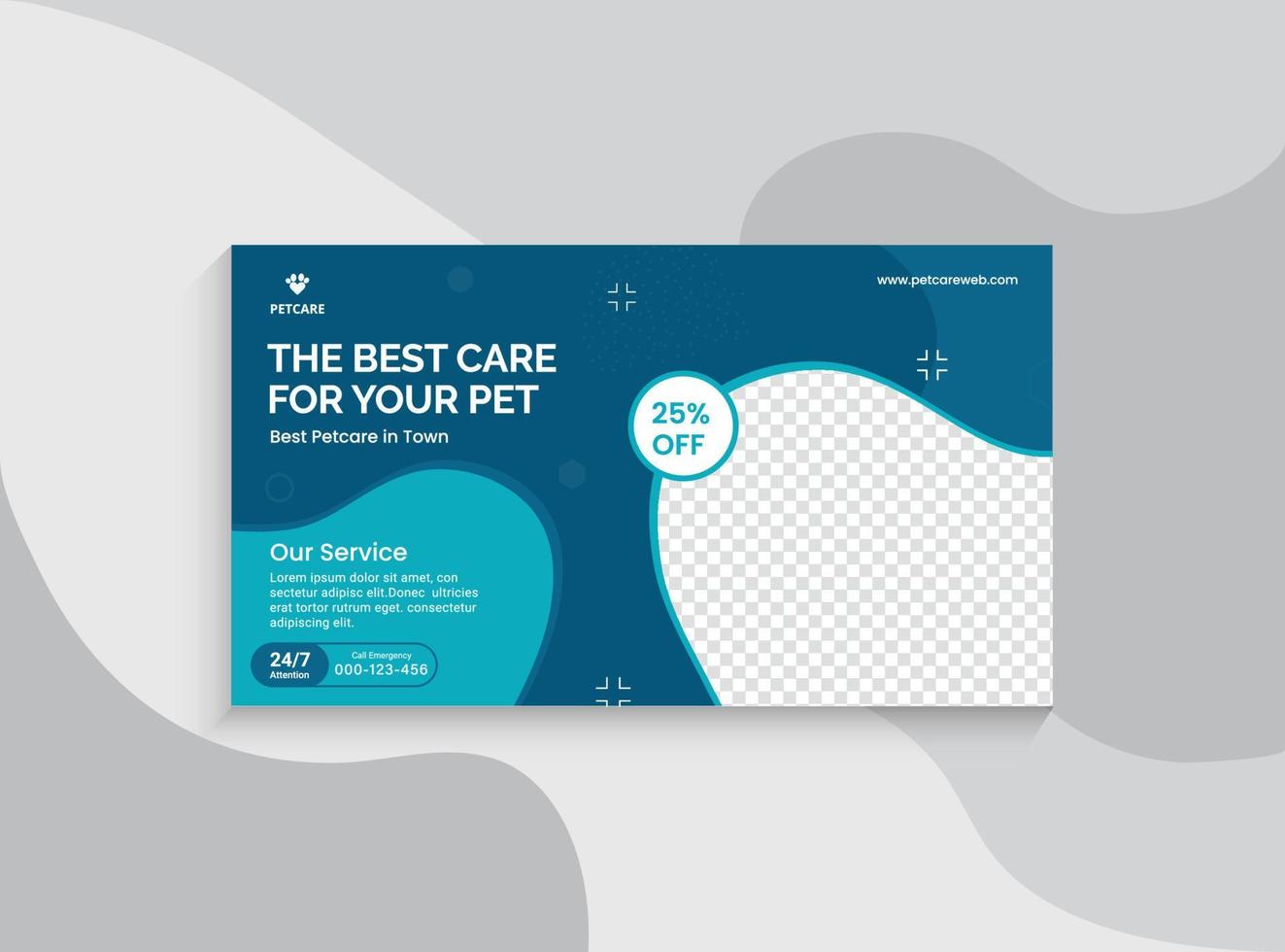 videominiatuur voor veterinaire kliniek en webbannersjabloon. promotiebannerontwerp voor live zakelijke workshop. videocover voor de dokter. dierenkliniek sociale media huisdier service vector lay-out.