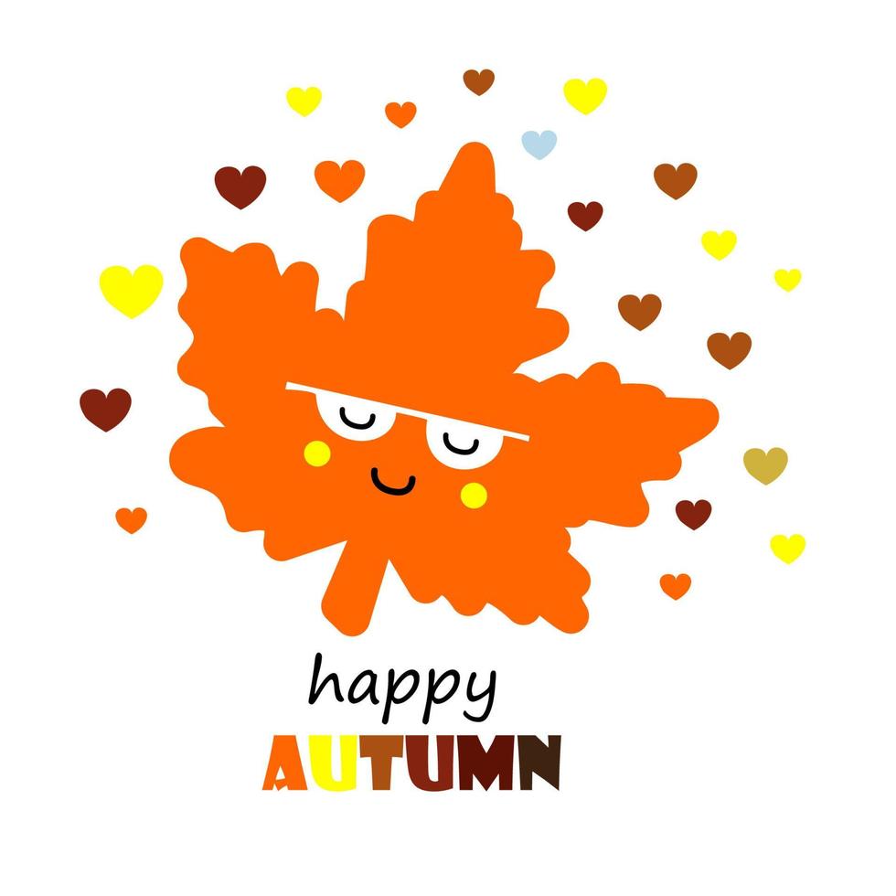 schattige vector blad herfst kunst voor wenskaart, poster, spandoek, uitnodiging. kawaii