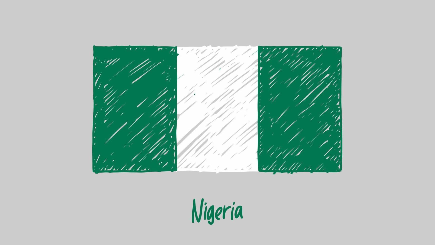 nigeria nationale land vlag marker of potlood schets illustratie vector