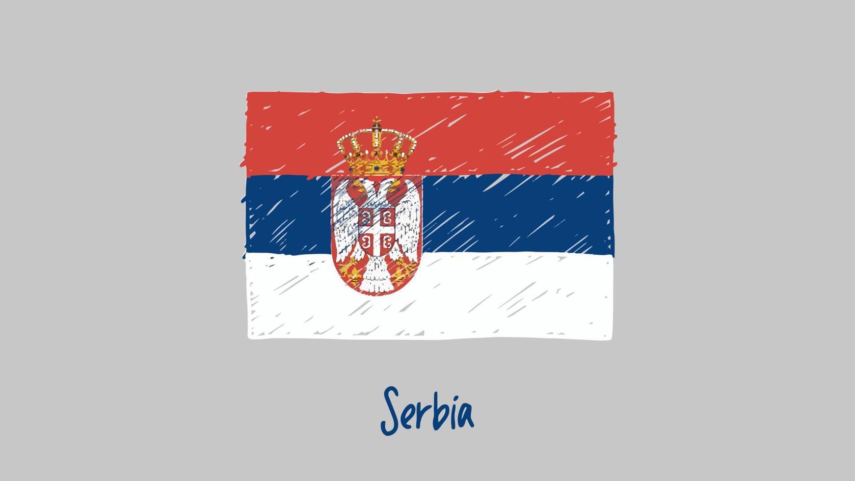 Servië nationale land vlag marker of potlood schets illustratie vector