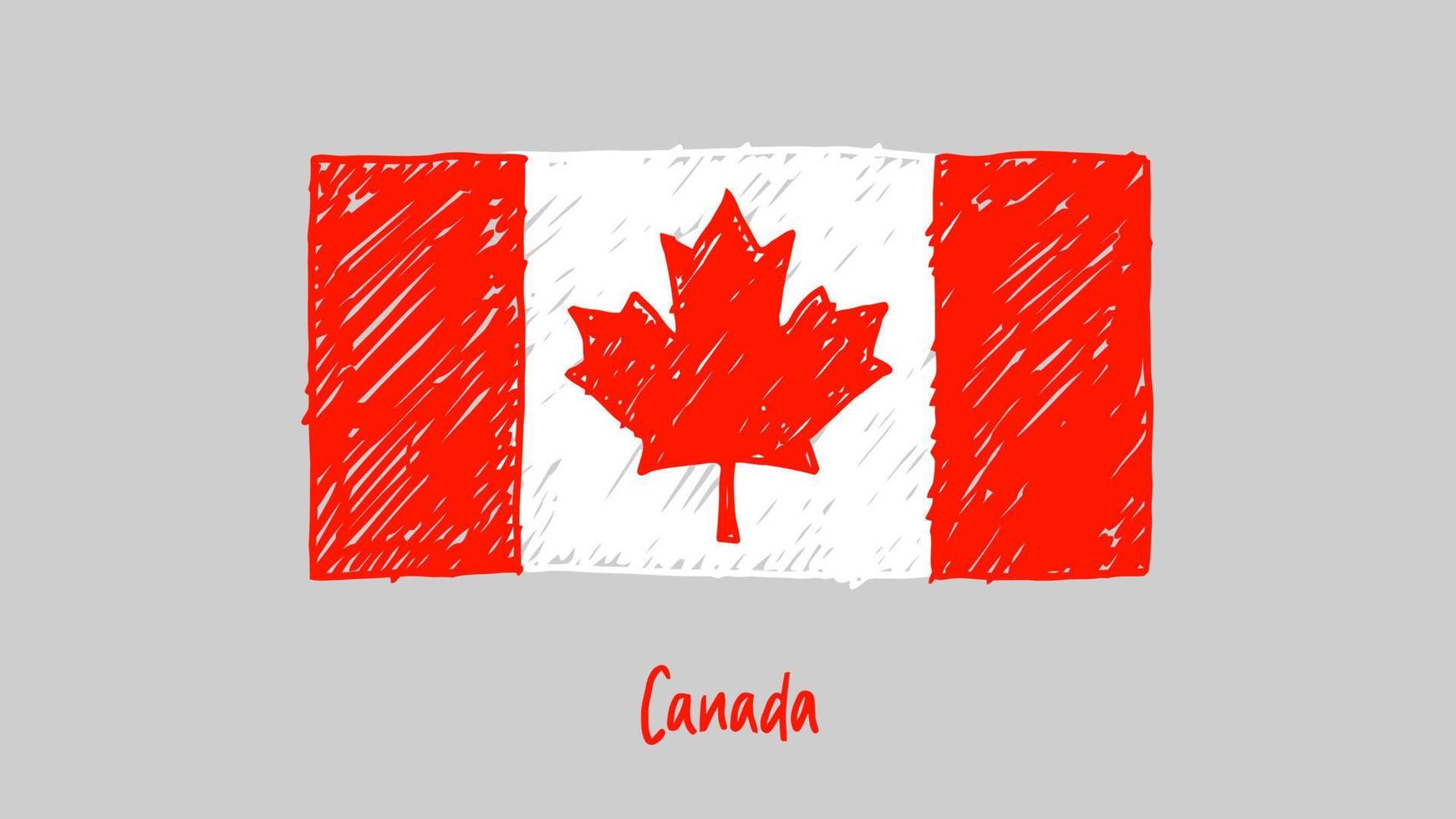 Canada nationale vlag marker of potlood schets illustratie vector