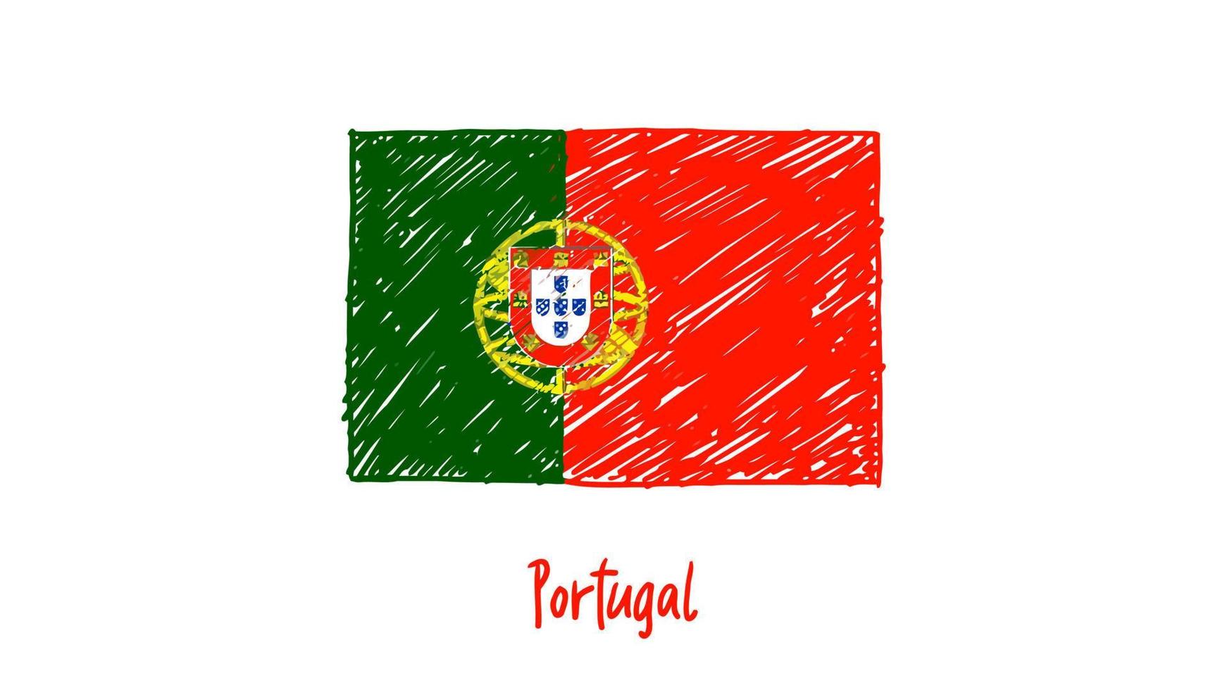 Portugal nationale land vlag marker of potlood schets illustratie vector