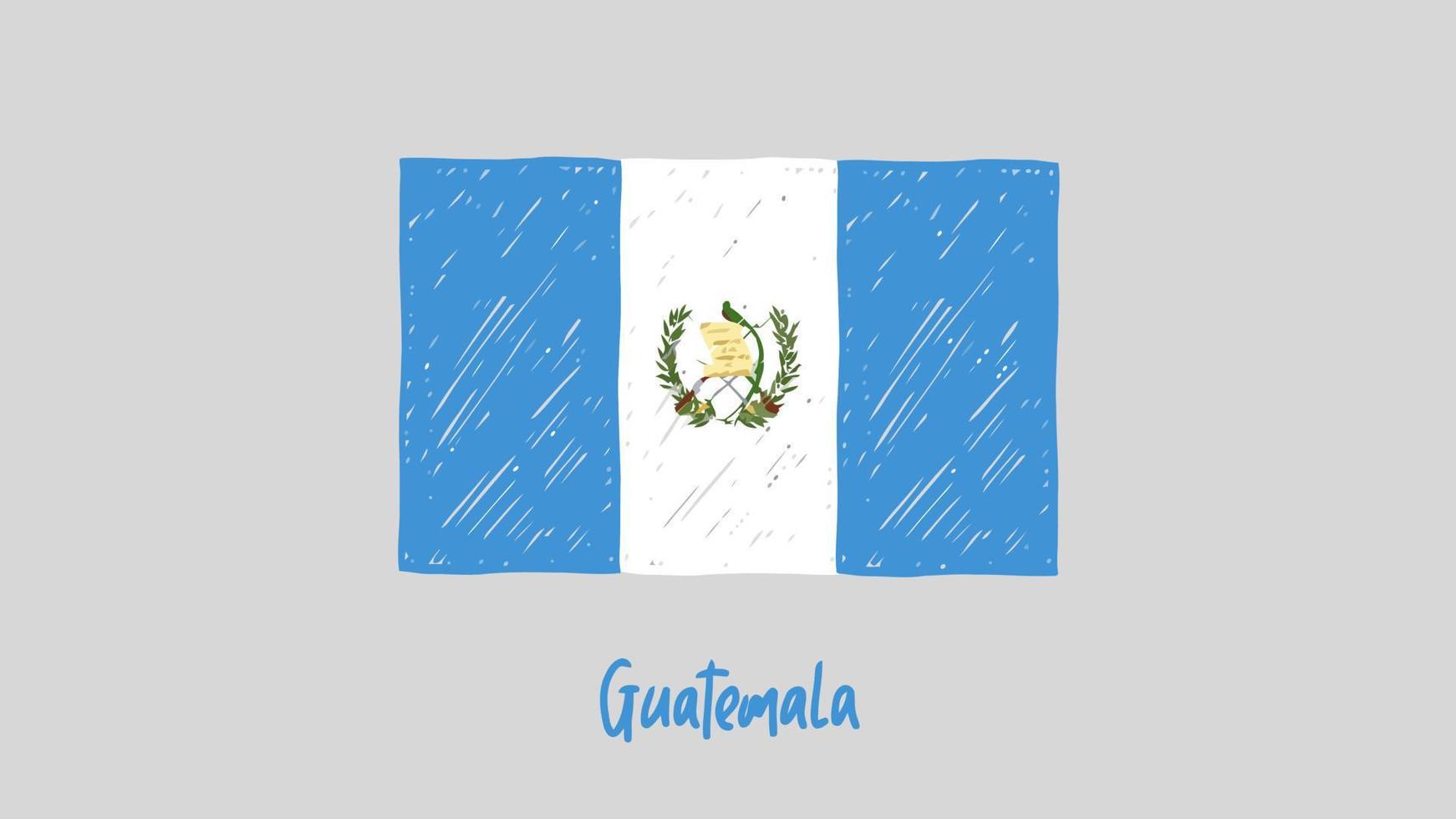 Guatemala nationale land vlag marker of potlood schets illustratie vector
