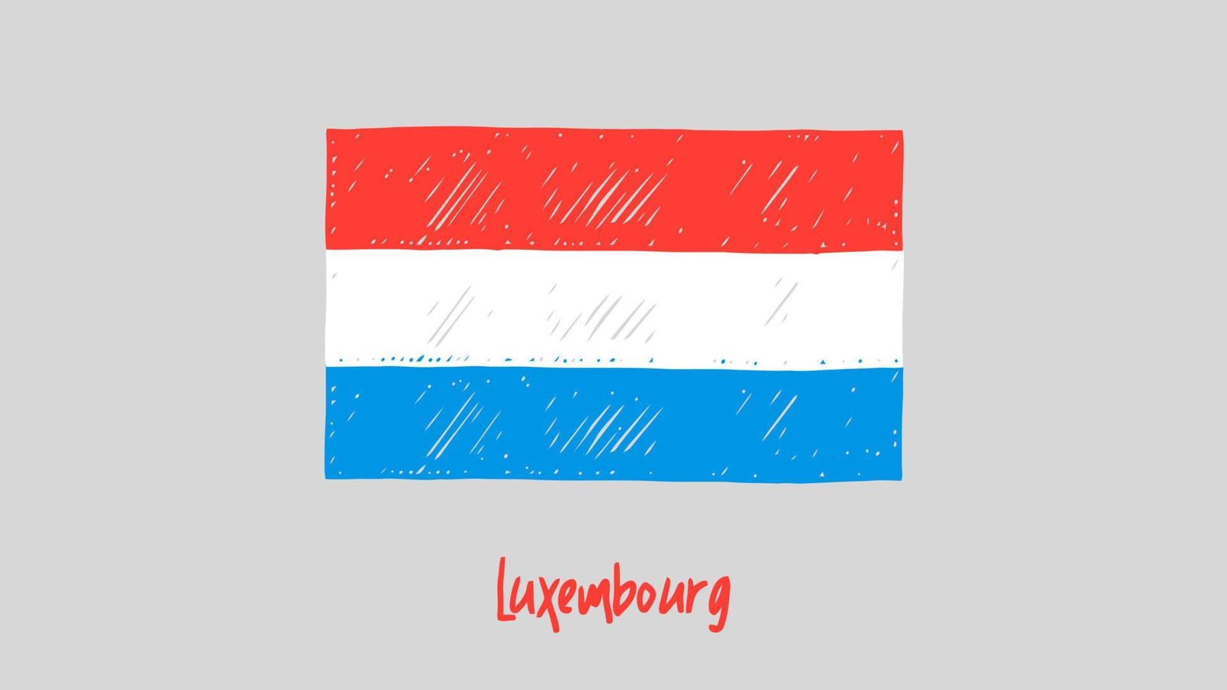 de vlagmarkering van het Luxemburgse nationale land of de illustratievector van de potloodschets vector