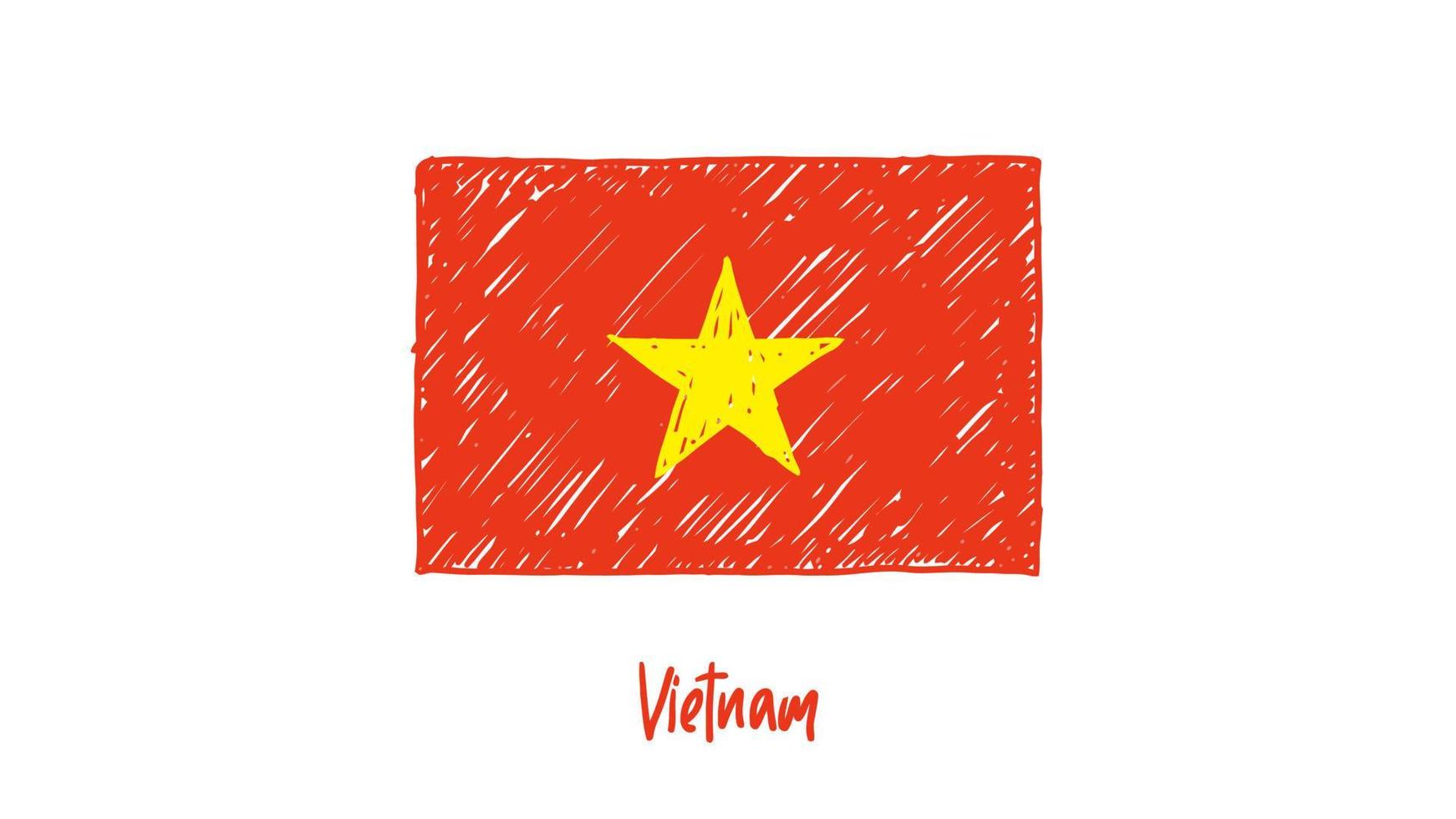 Vietnam nationale land vlag marker of potlood schets illustratie vector