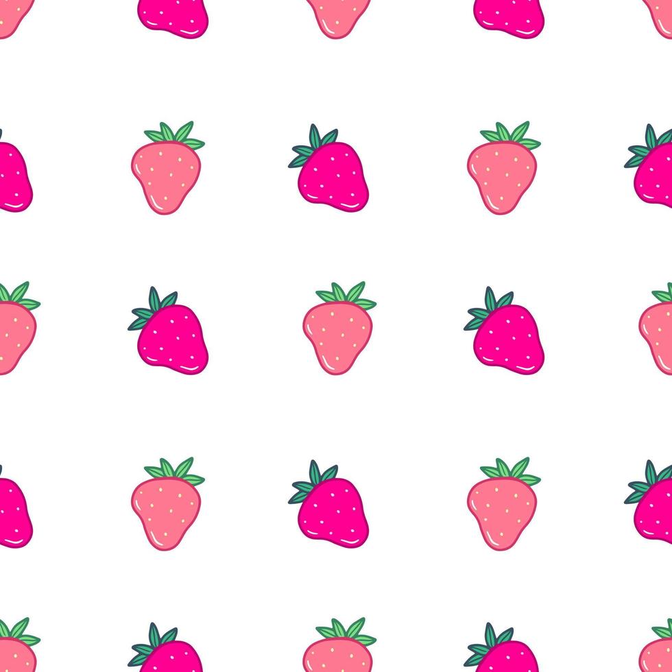 naadloze patroon met schattige roze aardbeien in cartoon-stijl. vector voedsel afbeelding achtergrond.