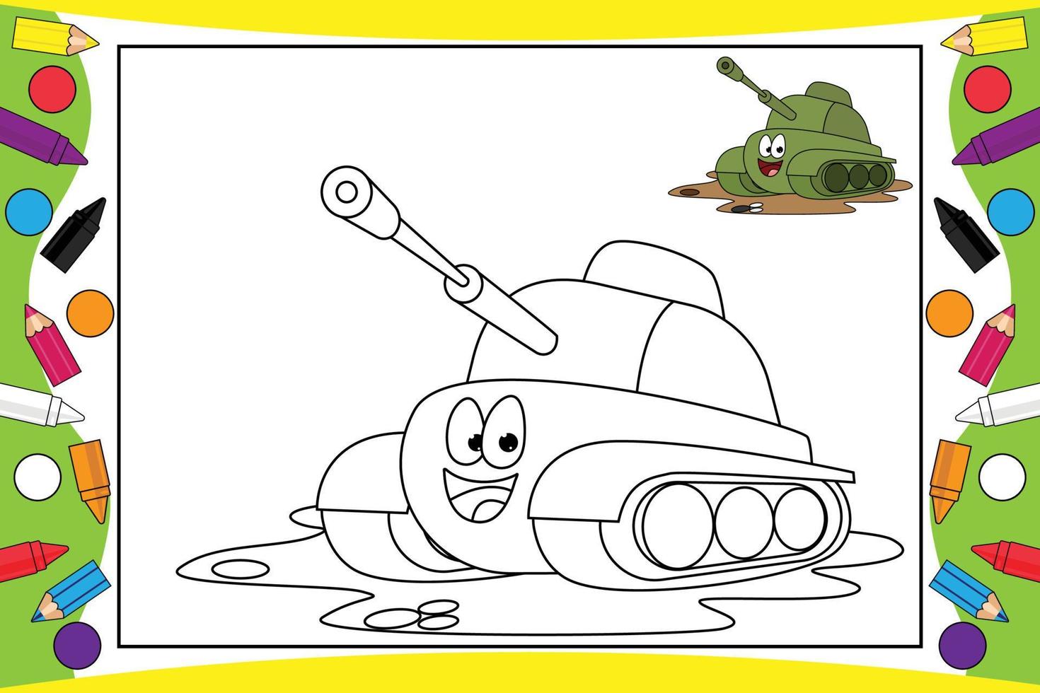 tank cartoon kleuren voor kinderen vector