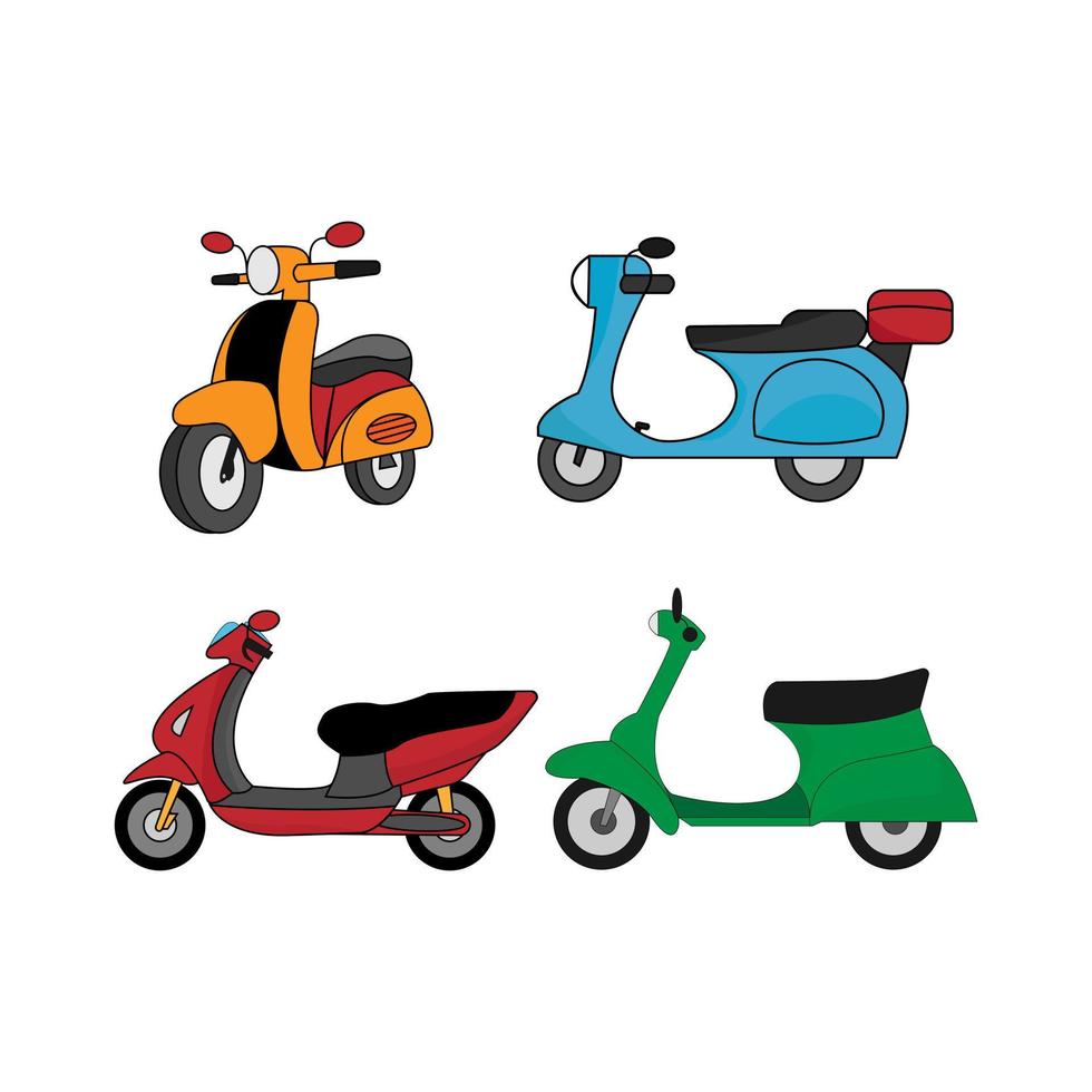 schattige motorfiets illustratie set vector